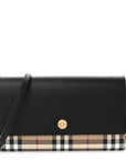 Calfskin Vintage Check Hannah Wallet with Detachable Strap Black