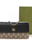Dollar Calfskin GG Supreme Monogram Petite GG Marmont Wallet Chain Bag Black Beige Ebony