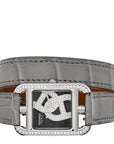 Stainless Steel Alligator Diamond Bezel 23mm Cape Cod Double Tour Chaine d'Ancre Joaillier Quartz Watch Gris Perle