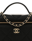 Caviar Quilted Top Handle Slim Vanity With Chain Black