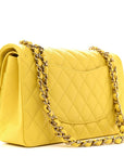 Caviar Quilted Medium Double Flap Yellow