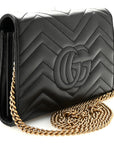 Calfskin Matelasse GG Marmont Chain Wallet Black