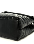 Calfskin Y Quilted Monogram Medium Loulou Chain Satchel Black