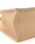 Canvas Calfskin Embroidered Small Plan De Paris Book Tote With Strap Beige