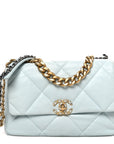 Lambskin Quilted Large CHNL 19 Flap Light Blue