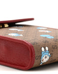 X DORAEMON Mini Vintage GG Supreme Monogram Mini Crossbody Bag Beige Cherry Red