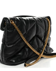 Lambskin Quilted Medium Loulou Puffer Monogram Chain Satchel Black