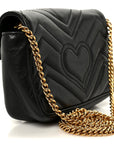 Calfskin Matelasse Super Mini GG Marmont Shoulder Bag Black