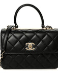 Lambskin Quilted Small Trendy CC Dual Handle Flap Bag Black