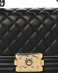 Calfskin Quilted Small Boy Top Handle Flap Black