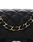 Lambskin Quilted Mini Rectangular Flap Black