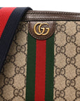 GG Supreme Monogram Textured Dollar Calfskin Web Ophidia Wristlet Shoulder Bag Beige Ebony New Acero