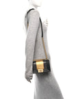 Metallic Glazed Calfskin Small Boy Flap Black Gold