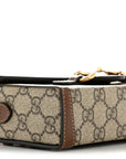 GG Supreme Monogram Mini Horsebit 1955 Shoulder Bag Beige Brown Sugar