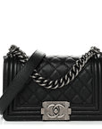 Caviar Quilted Small Boy Flap Black
