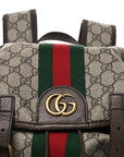 GG Supreme Monogram Medium Ophidia Double Buckle Backpack Brown