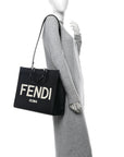 Vitello King Plexiglass Medium FNDI Sunshine Shopper Tote Black White