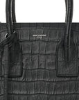 Calfskin Crocodile Embossed Small Sac de Jour Black