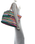Cotton Crochet Stripe Tote Bag Multicolor