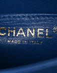 Lambskin Chevron Quilted Mini Square Flap Blue