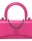 Grained Calfskin Tonal B Hourglass Top Handle Crossbody Phone Holder Fuchsia