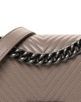 Calfskin Chevron Quilted Small Boy Flap Dark Beige