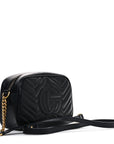 Calfskin Matelasse Small GG Marmont Chain Shoulder Bag Black