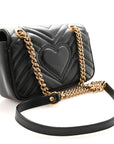 Calfskin Matelasse Mini GG Marmont Shoulder Bag Black