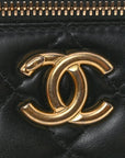 Calfskin Quilted Mini Perfect Fit Vanity Case With Chain Black