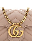 Calfskin Matelasse Super Mini GG Marmont Shoulder Bag Porcelain Rose