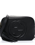 Pebbled Calfskin Small Soho Disco Bag Black