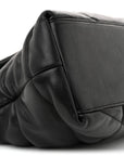 Lambskin Quilted Medium Loulou Puffer Monogram Chain Satchel Black