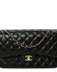 Lambskin Quilted Jumbo Double Flap Black