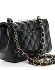 Lambskin Quilted Mini Rectangular Flap Black