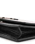 Calfskin Crocodile Embossed Kate Monogram Tassel Chain Wallet Black