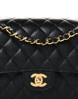 Caviar Quilted Medium Double Flap Black