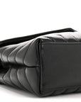 Calfskin Y Quilted Monogram Monochrome Small Loulou Chain Satchel Black