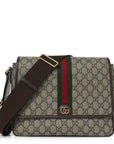 Tender GG Supreme Monogram Textured Dollar Calfskin Ophidia Messenger Bag Beige Ebony Dark Brown