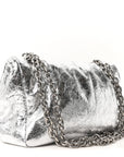 Metallized Arena Calfskin Medium Monaco Chain Shoulder Bag Silver