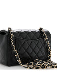 Lambskin Quilted Mini Rectangular Flap Black