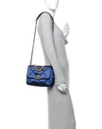 Satin Quilted Medium CHNL 19 Flap Blue
