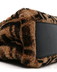 Shearling Nappa Macro FF 1974 Mini Peekaboo Iconic Satchel Tobacco Black