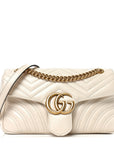 Calfskin Matelasse Small GG Marmont Shoulder Bag White