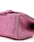 Strass Suede Hourglass Top Handle Bag XS Pink
