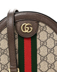 GG Supreme Monogram Web Mini Ophidia Round Shoulder Bag Brown