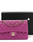 Lambskin Quilted Small Double Flap Purple