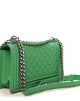 Caviar Quilted Medium Boy Flap Green