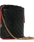 Vintage Effect Calfskin Matelasse Diagonal Mini Torchon GG Marmont 2.0 Bucket Bag Black Romantic Cherry