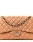 Caviar Quilted Jumbo Double Flap Dark Beige