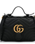 Calfskin Matelasse Mini GG Marmont Top Handle Shoulder Bag Black